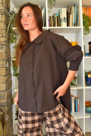 Paloma Tela Peter Pan Blouse Coffee Bean